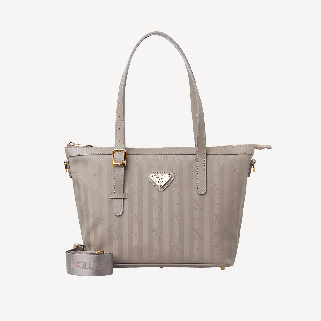 VALLON | Shopper taupe grau/gold - FRONTAL