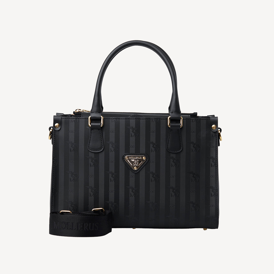 ZERNEZ | Handtasche classic schwarz/gold - FRONTAL