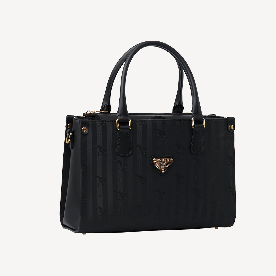 ZERNEZ | Handtasche classic schwarz/gold - SEITLICH