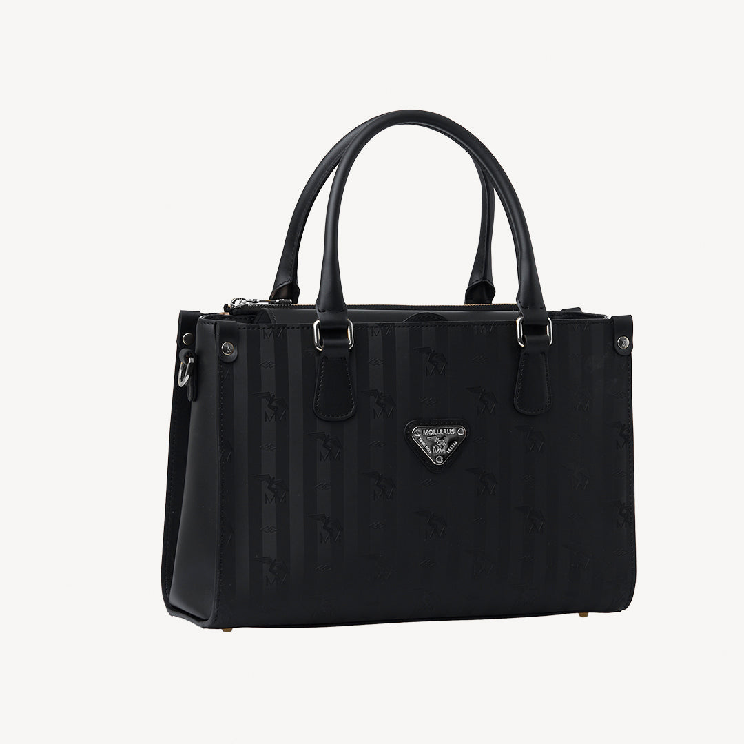 ZERNEZ | Handtasche classic schwarz/silber - seiltich
