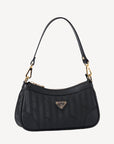MOIRY | Schultertasche classic schwarz/gold - SEITLICH