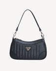 MOIRY | Schultertasche classic schwarz/silber - FRONTAL