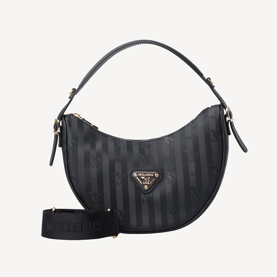 EMMEN | Schultertasche classic schwarz/gold - FRONTAL