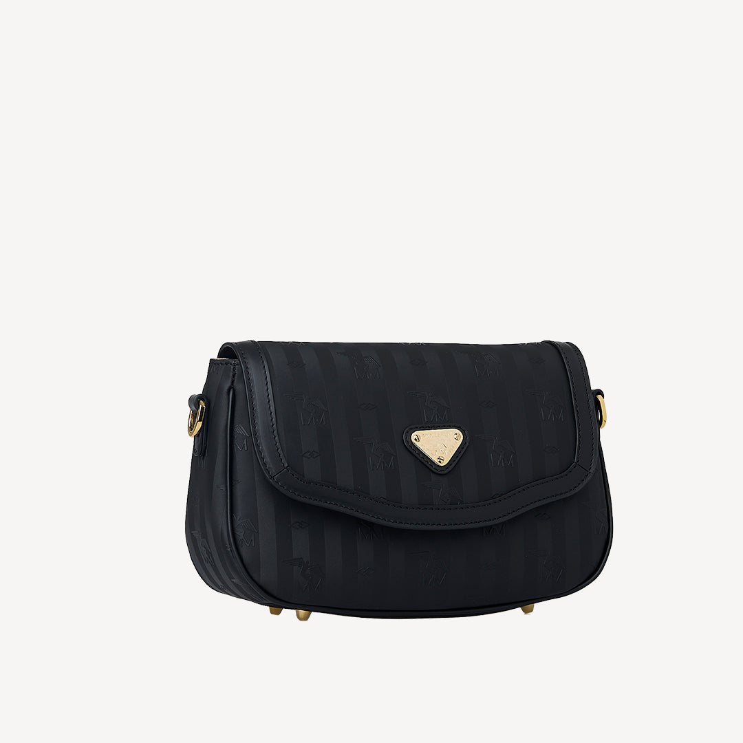 CANOBBIO | Umhängetasche classic schwarz/gold - FRONTAL