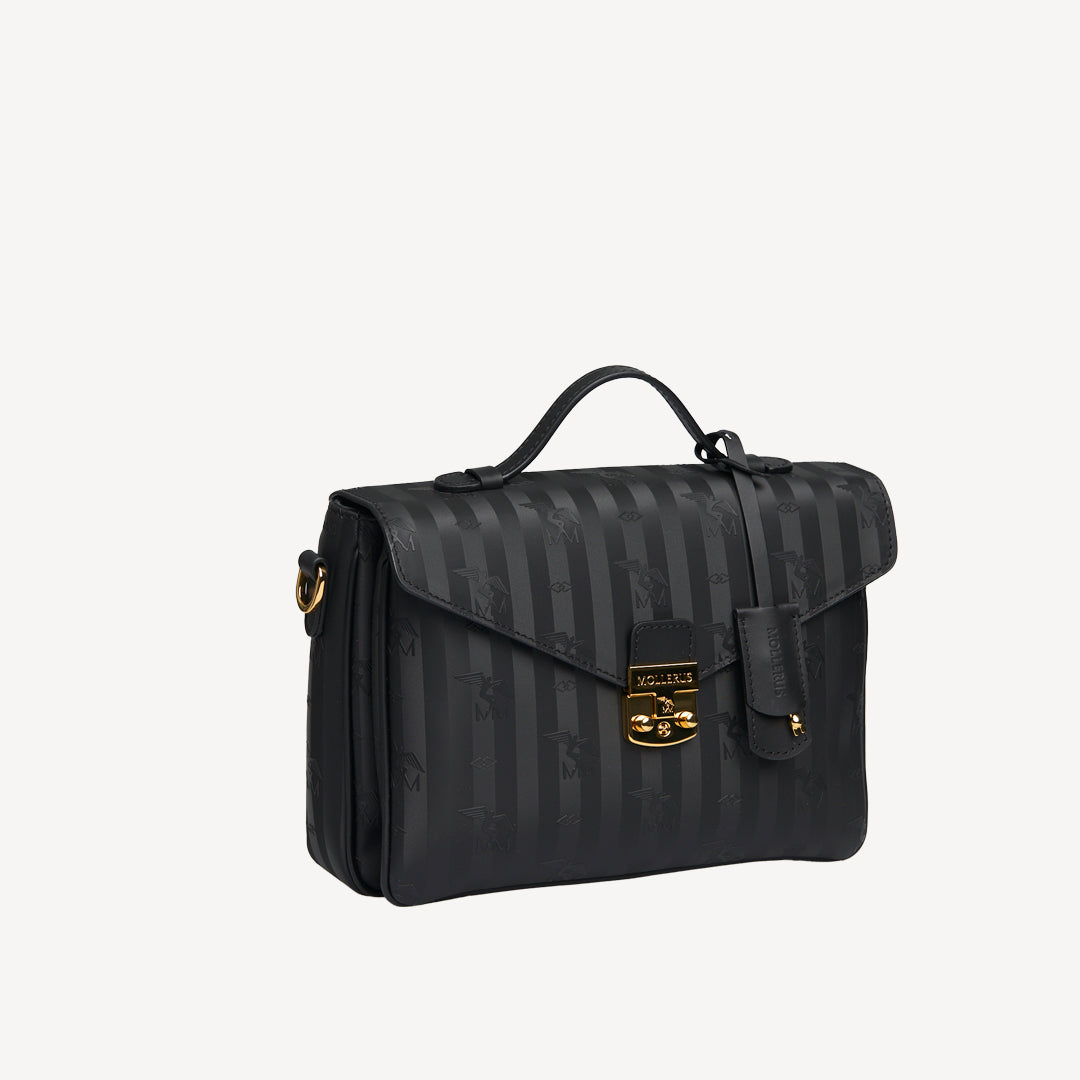 MARIN | Umhängetasche classic schwarz/gold - SEITLICH