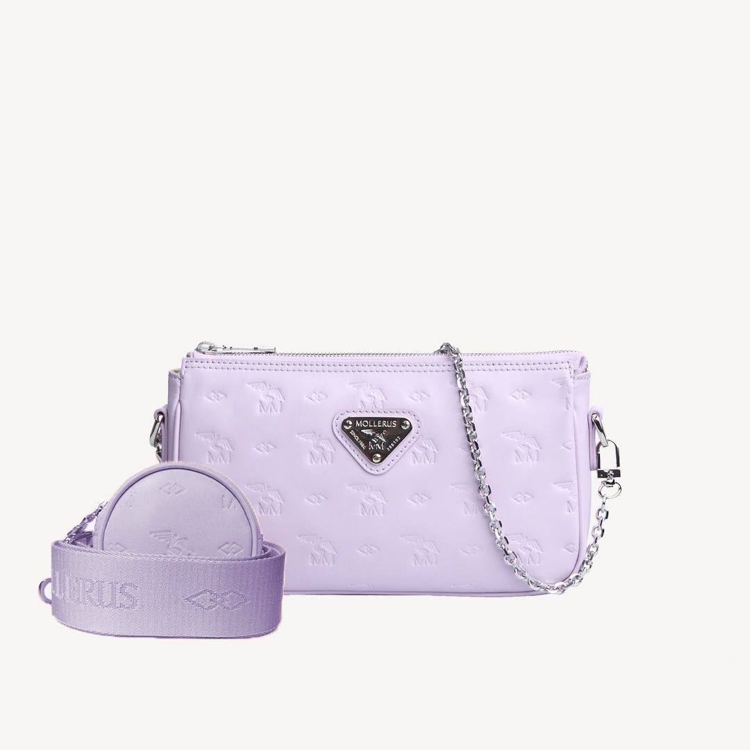ZELL | Umhängetasche Stampato flieder violett/silber - frontal