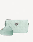ZELL | Umhängetasche Stampato aquamarine/silber - frontal