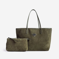 BERN | Shopper Wildleder moosgrün/gold