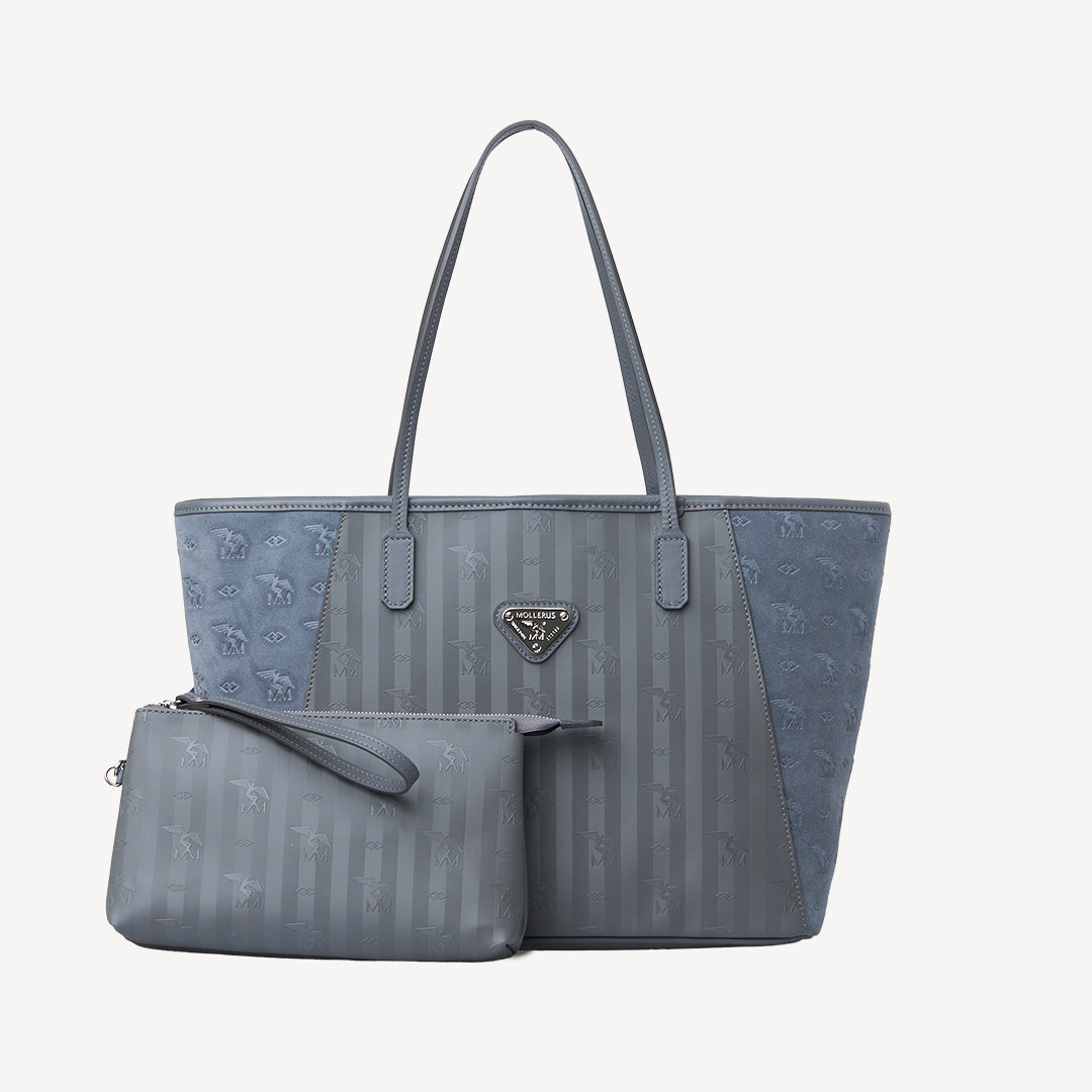 BERN | Shopper Velour elephant grau/silber - FRONTAL