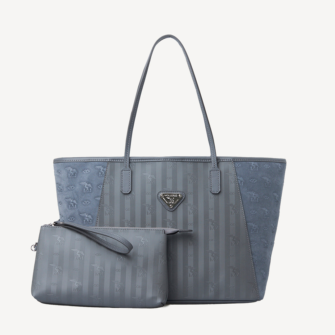 BERN | Shopper Velour elephant grau/silber - frontal