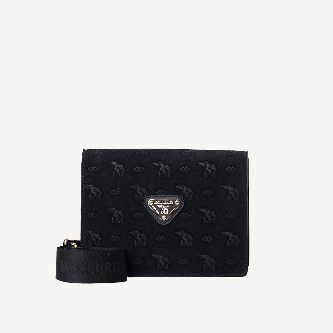 MELIDE | Shoulder bag velour classic black/gold