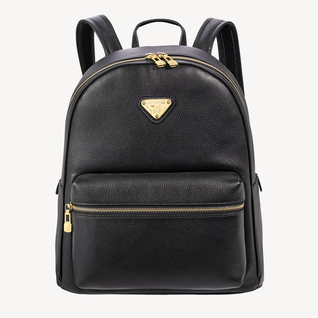 GLARUS | Rucksack Kalbsleder schwarz/gold - frontal