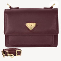 URSY | Sac bandoulière en cuir de veau rouge antique/or