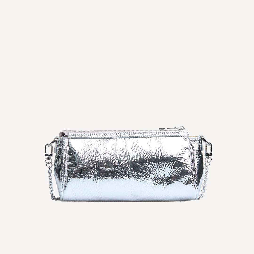 ANDEER | Handtasche Glanzleder silber/silber - von Hinten