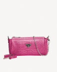 AUTRE | Pochette Croco Rose Blush/Argent
