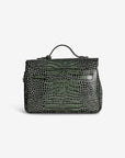 MARLY | Umhängetasche Croco moosgrün/silber – hinten