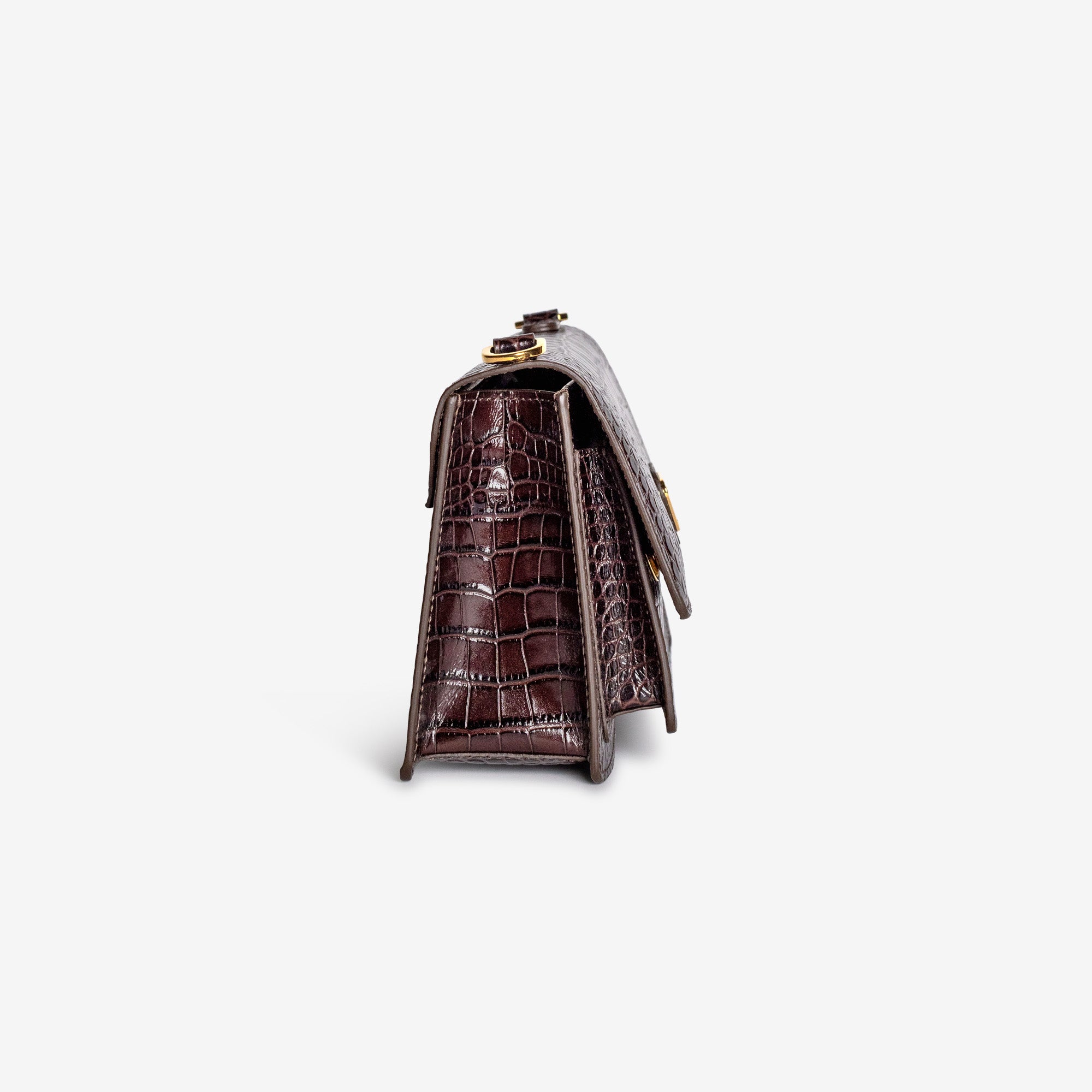 URSY | Umhängetasche Croco burgundy braun/gold – weitere Ansicht