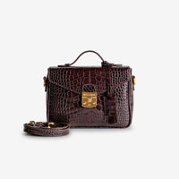 MEYRIN | Umhängetasche Croco burgundy braun/gold