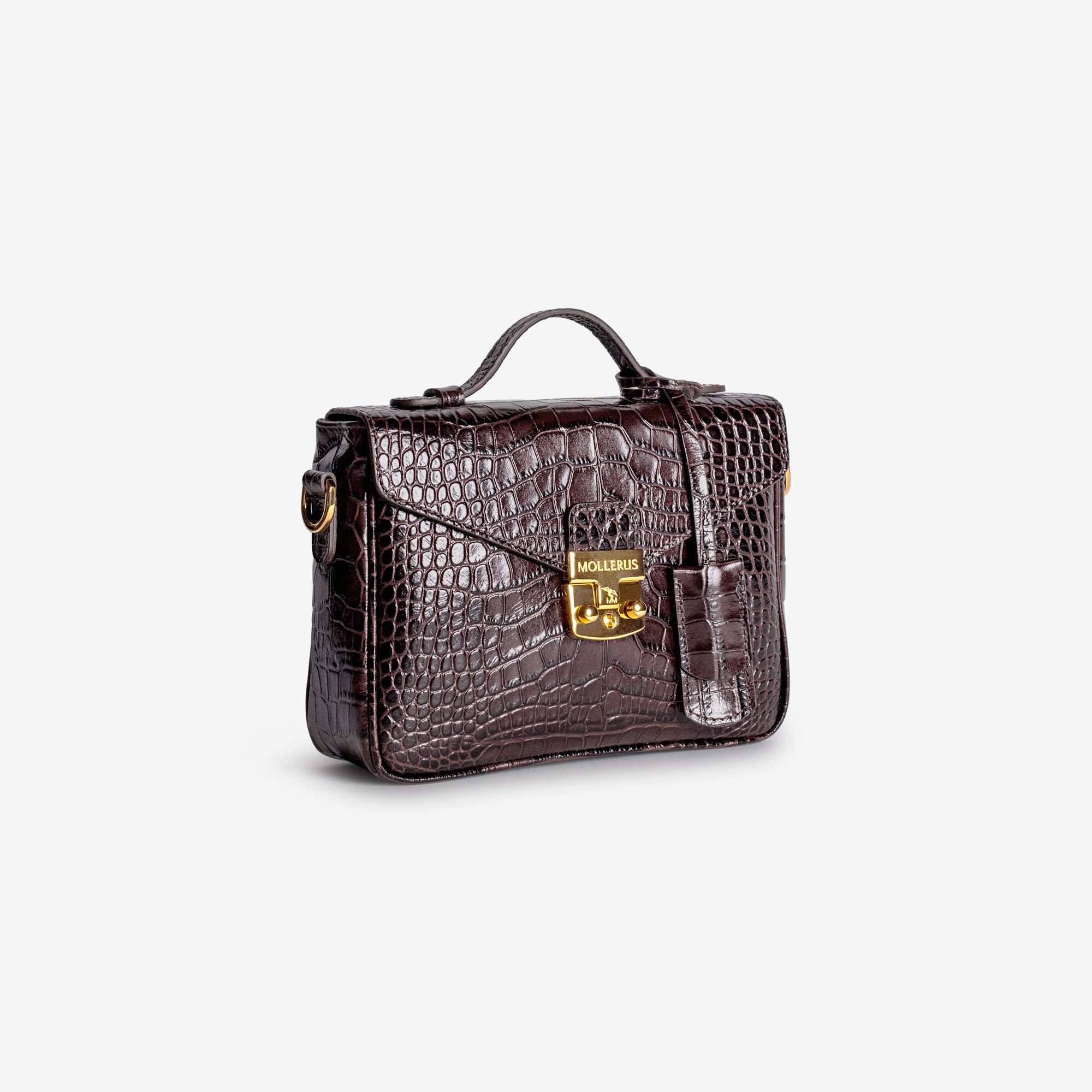 MEYRIN | Umhängetasche Croco burgundy braun/gold - seiltich
