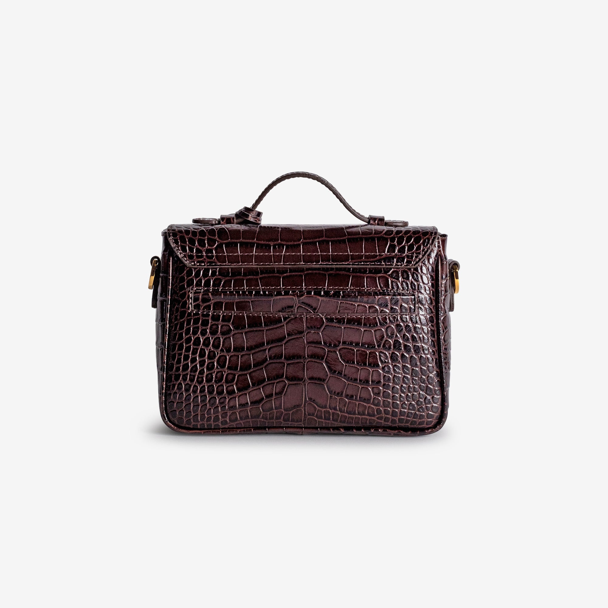 MEYRIN | Umhängetasche Croco burgundy braun/gold - hinten