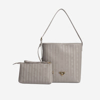 BANNWIL | Beuteltasche taupe grau/gold