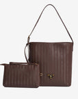 BANNWIL | Beuteltasche terra braun/gold - frontal 