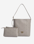 BANNWIL | Borsa a sacchetto taupe grigio/oro