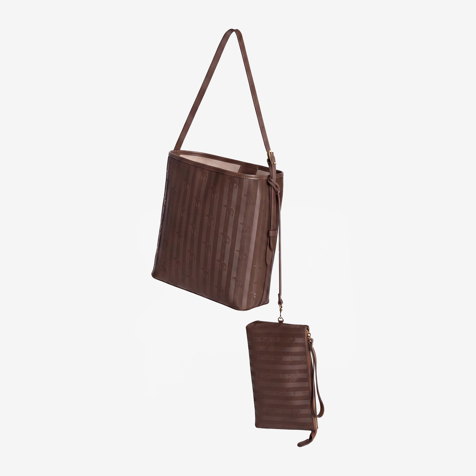 BANNWIL | Beuteltasche terra braun/gold - von hinten hängend
