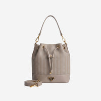 SION | Borsa a secchiello taupe/oro