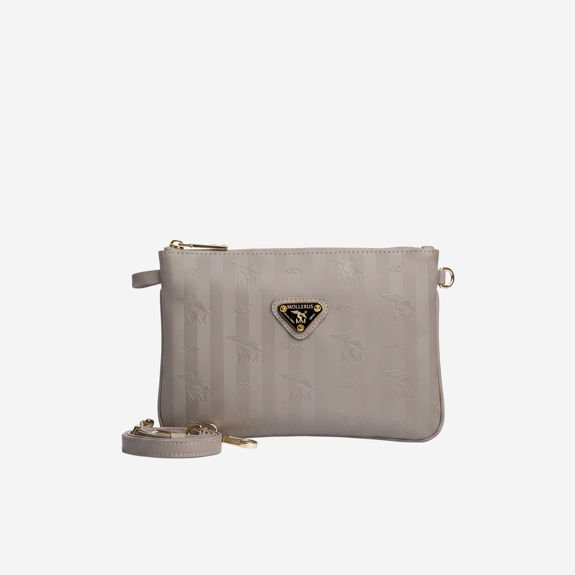 TAMINS | Umhängetasche taupe grau/gold - frontal