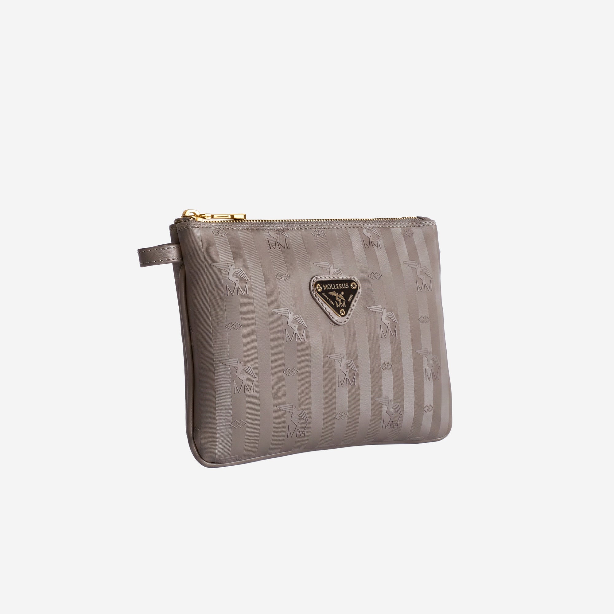 TAMINS | Umhängetasche taupe grau/gold - seitlich