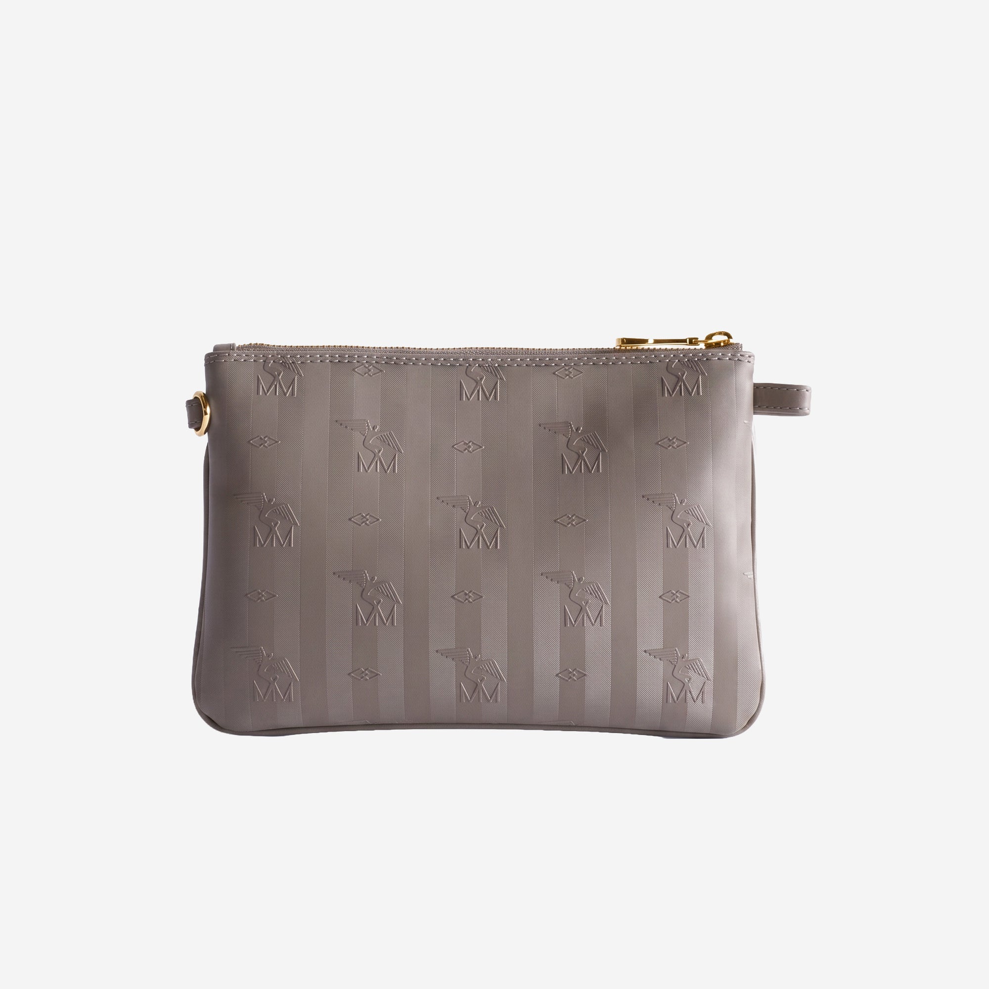 TAMINS | Umhängetasche taupe grau/gold - von hinten 