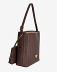 BANNWIL | Beuteltasche terra braun/gold - seitlich 
