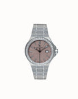 FIRST ENGELBERG |  Armbanduhr Edelstahl Zifferblatt rosé mit Swarovski Lünetten - frontal
