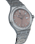 FIRST ENGELBERG |  Armbanduhr Edelstahl Zifferblatt rosé mit Swarovski Lünetten - seitlich