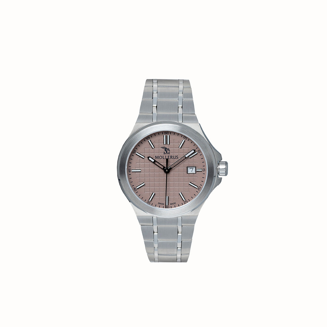 FIRST VAL ROSEG |  Armbanduhr Edelstahl Zifferblatt rosé - FRONTAL