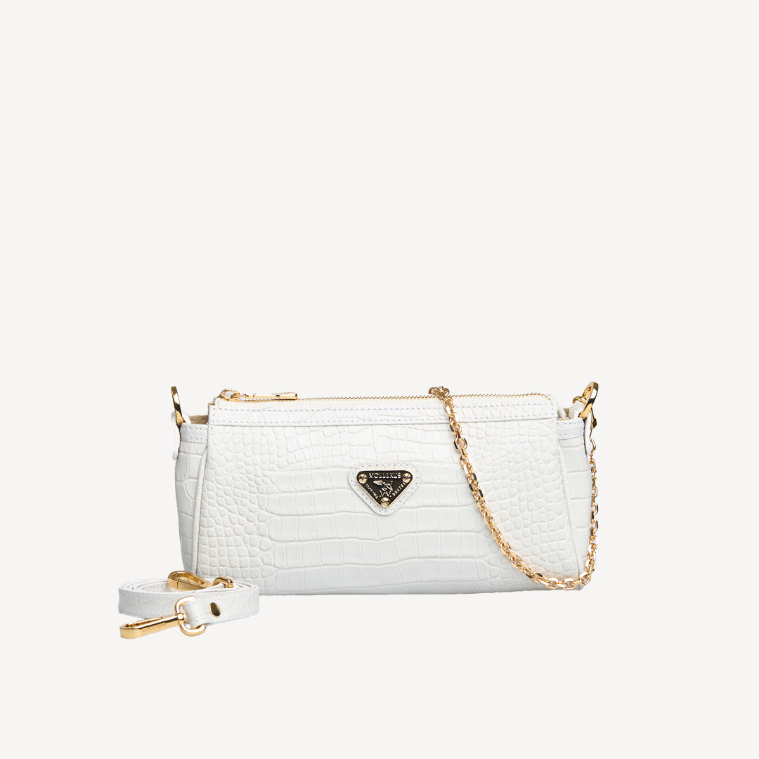 ANDEER | Clutch Croco snow weiss/gold