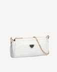AUTRE | Pochette Croco blanc neige/or