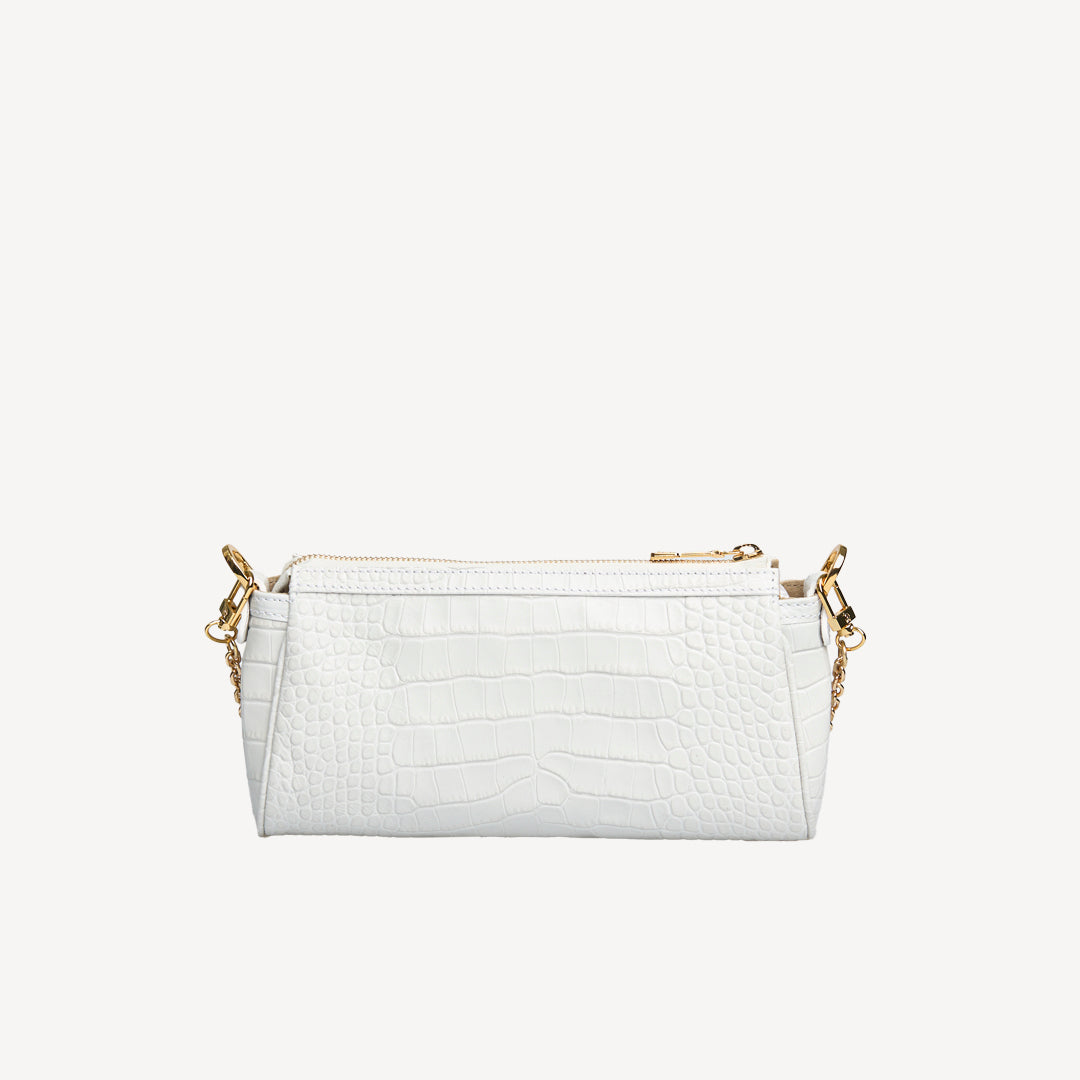 ANDEER | Clutch Croco snow weiss/gold