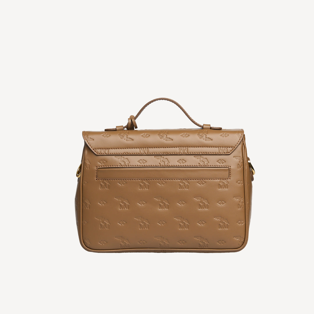 MARLY | Umhängetasche stampato moos braun/gold - VON HINTEN