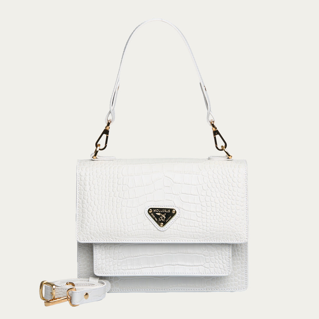 FEY | Schultertasche Croco snow weiss/gold