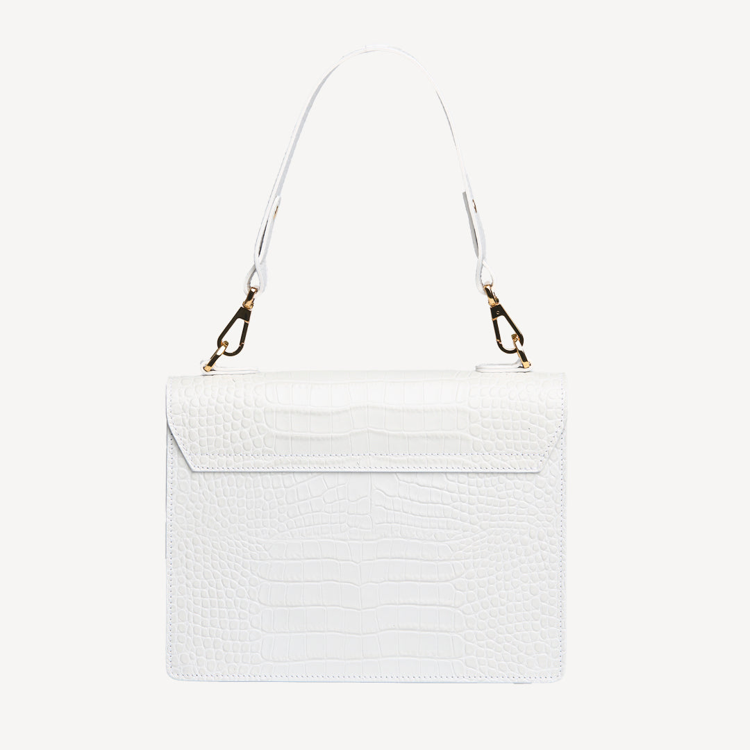 FEY | Schultertasche Croco snow weiss/gold