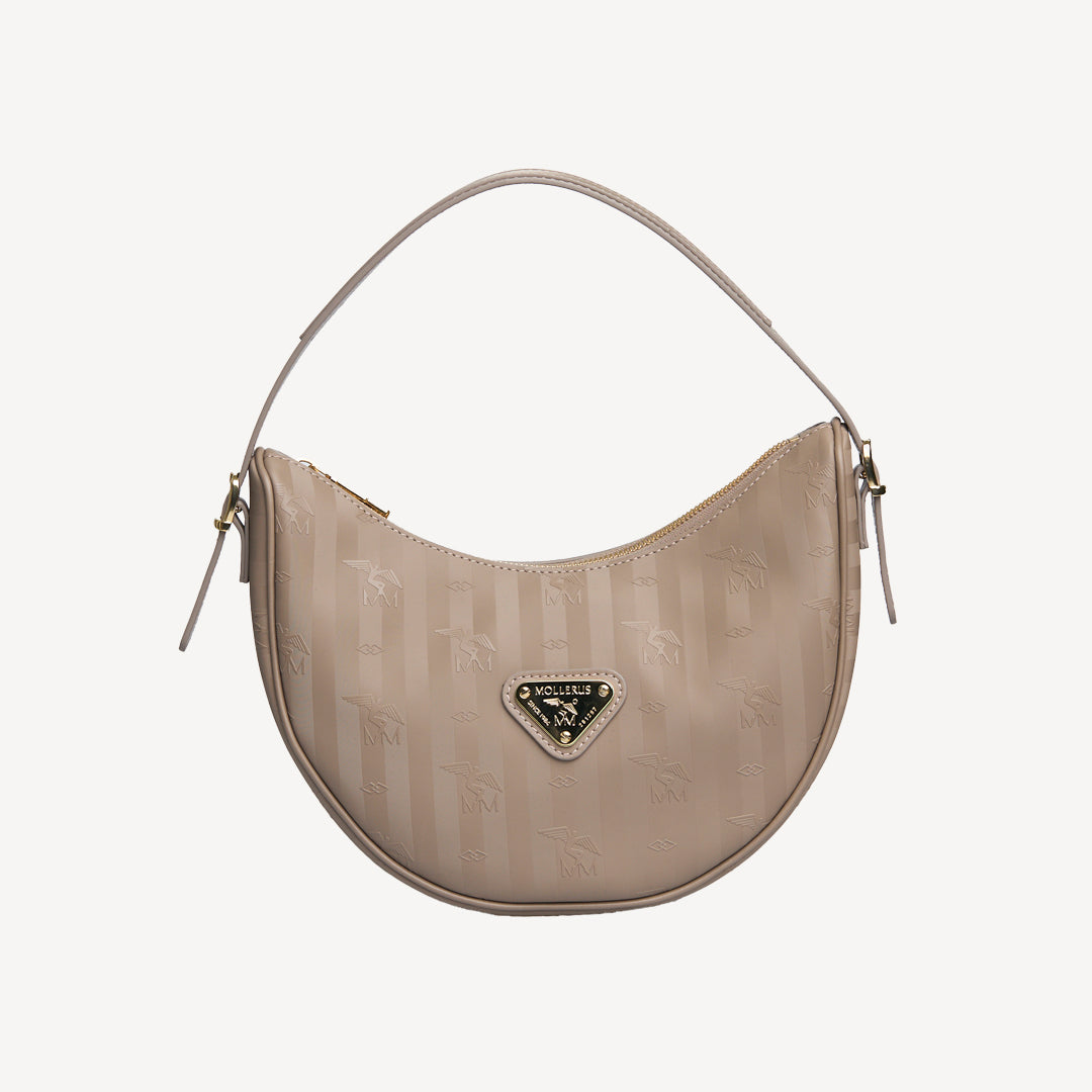 EMMEN | Schultertasche taupe grau/gold