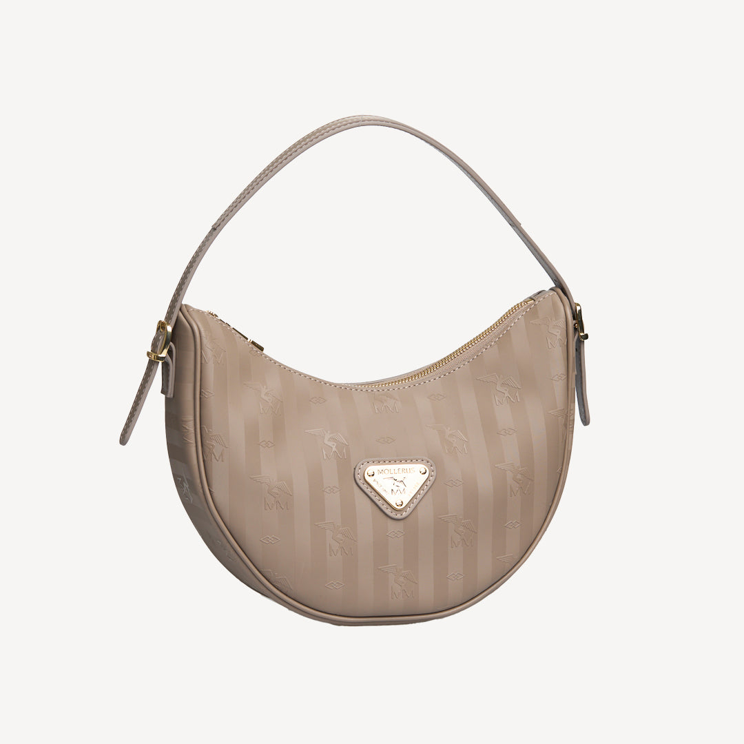 EMMEN | Schultertasche taupe grau/gold