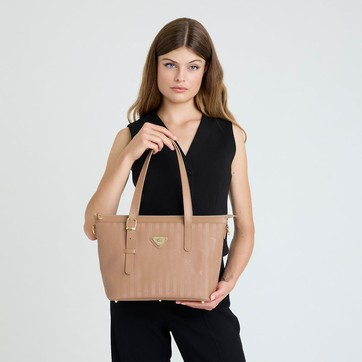 VALLON | Shopper cappuccino beige/gold - on body