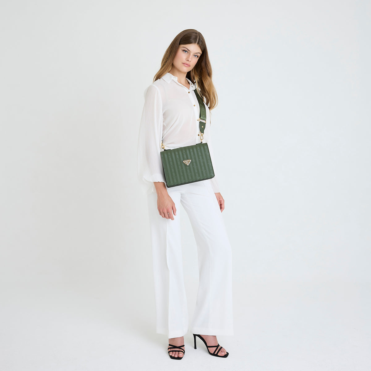 WIL | Umhängetasche olive grün/nastro/gold - FULL BODY