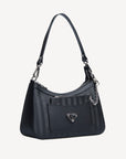 CASTIEL | Schultertasche classic schwarz/silber - seitlich