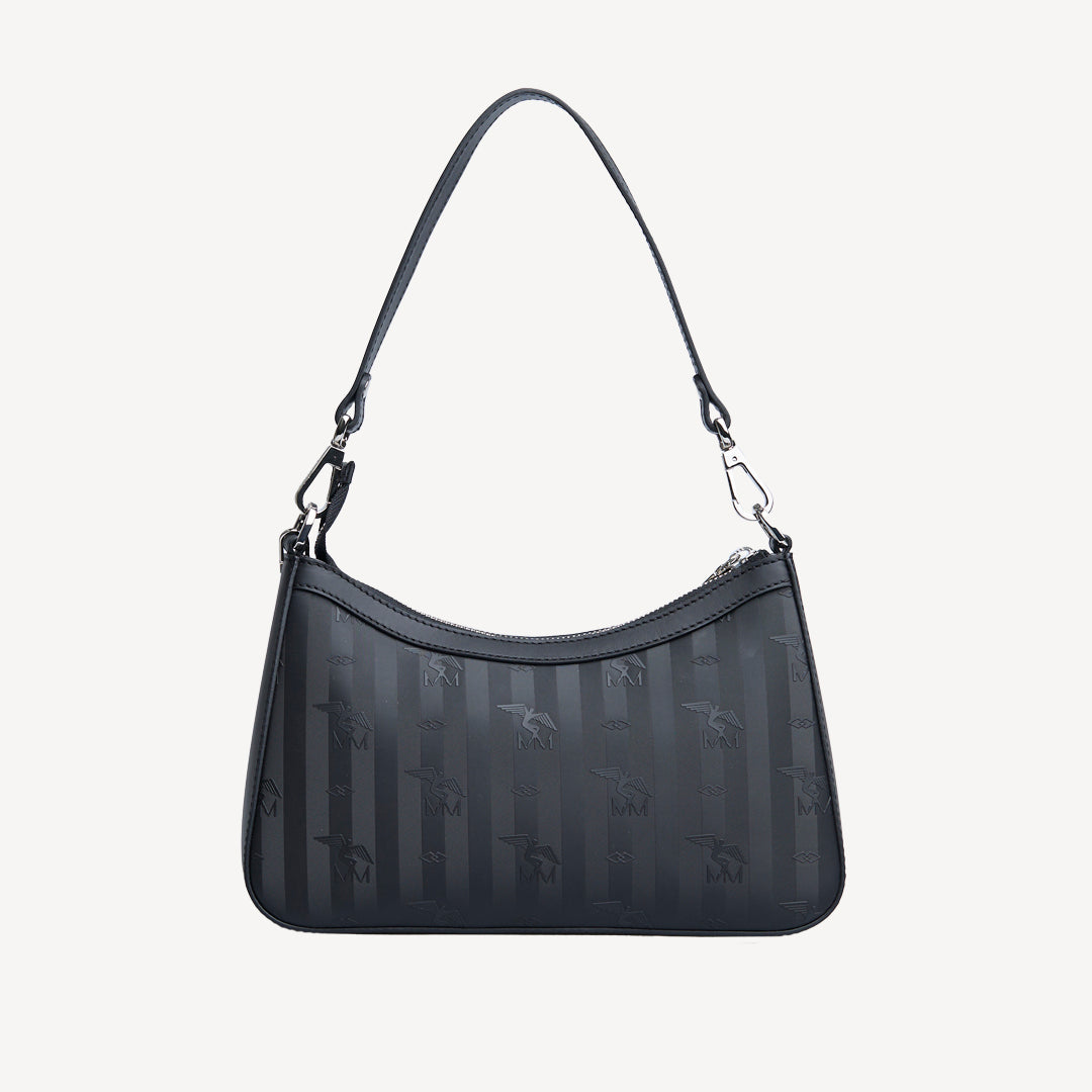 CASTIEL | Schultertasche classic schwarz/silber - von hinten