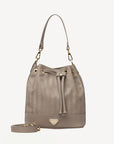 SION | Beuteltasche taupe grau/gold - frontal