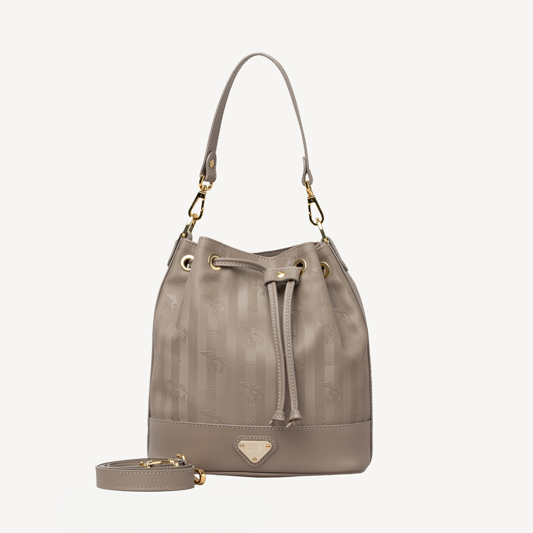 SION | Beuteltasche taupe grau/gold - frontal